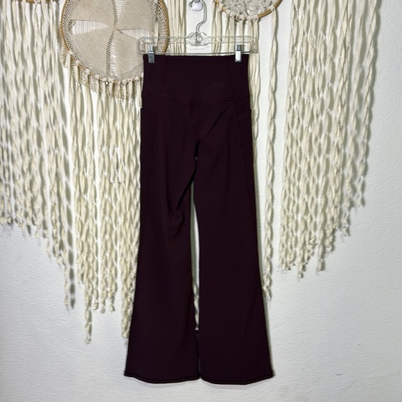 Athleta Maroon Color Salutation Stash Rib Flare At Pull On Pants Small - Picture 7 of 14